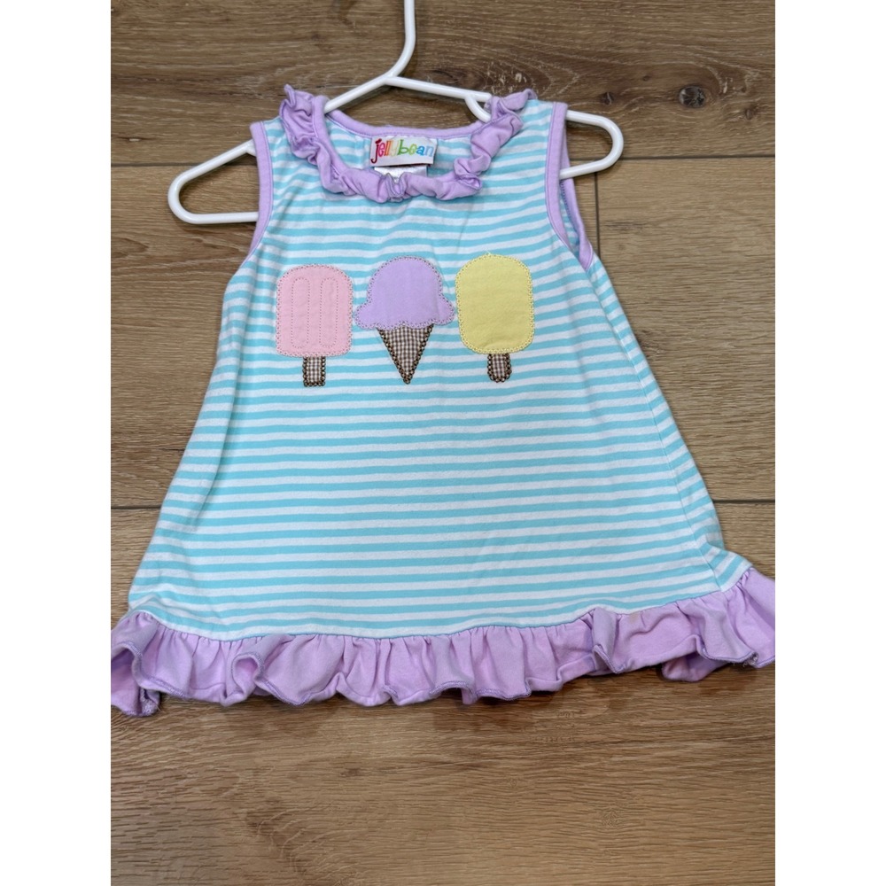 Jellybean Girls Size 2 Striped Ice Cream Popsicle Ruffle Sleeveless Knit Dress